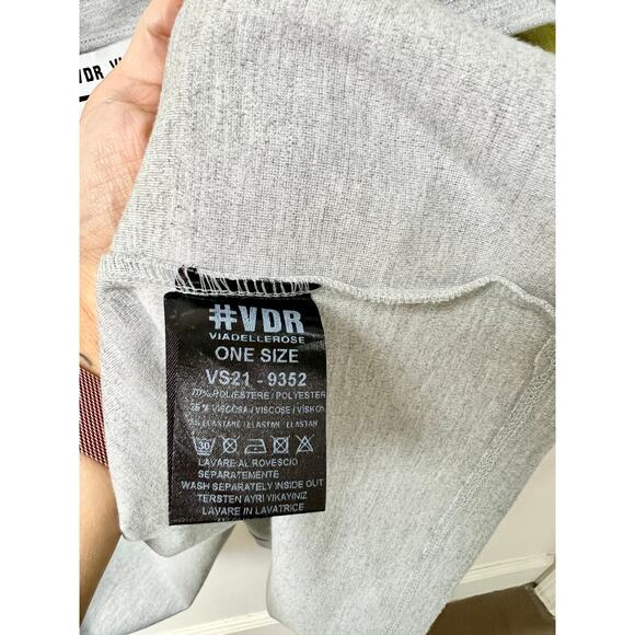 VDR Viadellerose Melange 3/4 Sleeve Crop Sweatshirt Gray/Yellow Women's OS - Picture 6 of 7